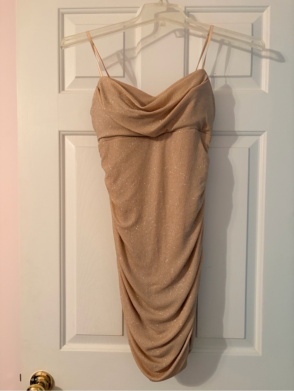 Emerald Sundae Champagne Sparkle Cowl Midi Dress